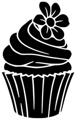 dessert illustration food silhouette cake logo cup icon sweet outline cupcake birthday cream snack celebration party bakery icing muffin shape with vector graphic background
