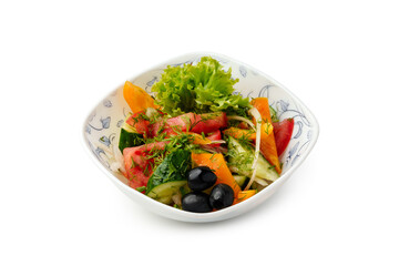 Fresh vegetable salad with colorful ingredients in a bowl