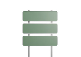 Obraz premium Green three tier signpost vector illustration, road sign mockup, sign board template, directional signage, isolated on transparent background