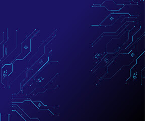 Circuit board frame with an empty place in the center on a technology blue background.