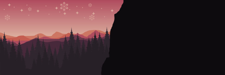Minimalist vector illustration of a frozen wilderness scene perfect for a holiday website header.