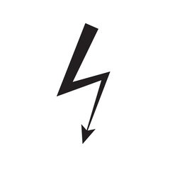 Black lightning bolt electric energy symbol silhouette. High voltage power hazard sign. Flat thunderbolt icon for electricity and speed. Isolated vector, transparent background 