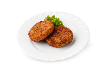 Delicious fried patties served on a white plate with fresh lettuce