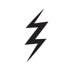 Black lightning bolt electric energy symbol silhouette. High voltage power hazard sign. Flat thunderbolt icon for electricity and speed. Isolated vector, transparent background 