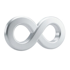Infinity symbol silver metallic isolated on white background