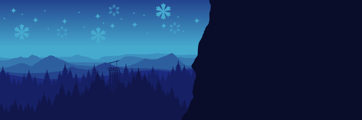 Minimalist vector illustration of a frozen wilderness scene perfect for a holiday website header.