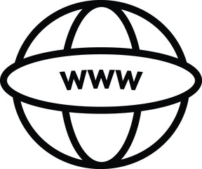 Simple globe icon with www text for internet and web