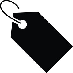 Black blank price tag with metal ring and string