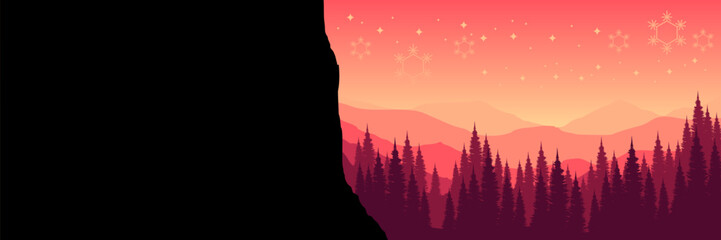 Abstract panoramic winter background with a simple snowfield and hills for a modern website.