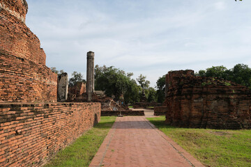 Ancient footpath inside Wat Mahathat, Ayutthaya, Thailand