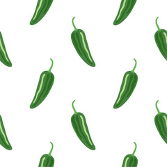 Seamless green Chili Pepper Vector Pattern