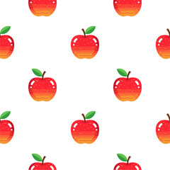 Cartoon red apple seamless pattern