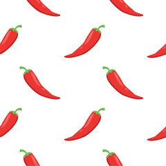 Seamless Red Chili Pepper Vector Pattern