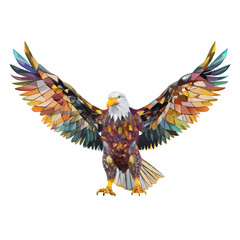 Flying cartoon eagle illustration with Russian flag and red ribbon for a wild bird vector design