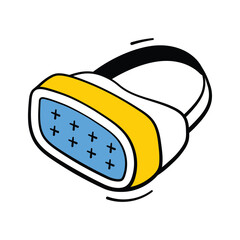 A hand drawn style icon showing vr headset, trendy vector