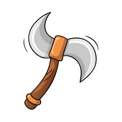Vector illustration of an isolated axe and hammer tool with a steel blade and wood handle on a white background