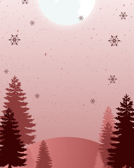 Christmas and Happy New Year Greeting Card Illustration with Red Background, Framed Christmas Trees, Holiday Gifts & Classic Festive Elements, Ideal for Elegant Greeting Cards, Posters