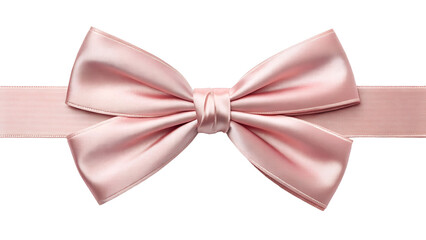 Soft blush pink satin ribbon tied into a delicate bow, feminine and elegant, smooth fabric highlights, isolated on transparent background with crisp edges.