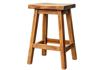 Rustic wooden bar stool furniture seating home decor interior design kitchen barstool isolated on transparent background