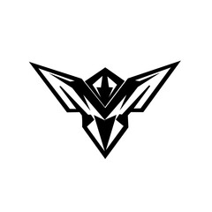 Sharp black and white geometric emblem or crest, forming a stylized letter M or wings. A modern, dynamic symbol ideal for e-sports, military, or tech and superhero branding.