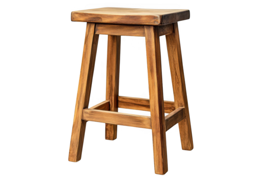 Rustic wooden bar stool furniture seating home decor interior design kitchen barstool isolated on transparent background