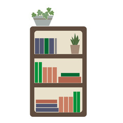 観葉植物が乗った本棚のイラスト素材／インテリア・収納