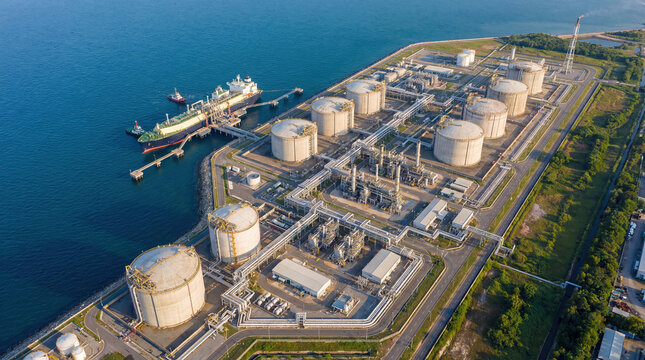 An aerial view of a regasification plant