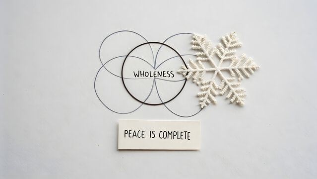 A snowflake with design and peace symbol showing wholeness