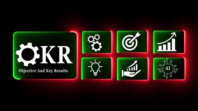 Setting goals and managing tasks for kR idea on the transparent background. Development goals, focusing on common goals, achieving business goals. concept of objective and key results. 4k