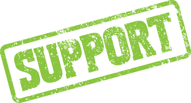 Essential Green Support Stamp Illustrating Assistance and Encouragement on White