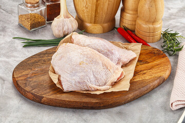 Raw chicken thigh for cooking