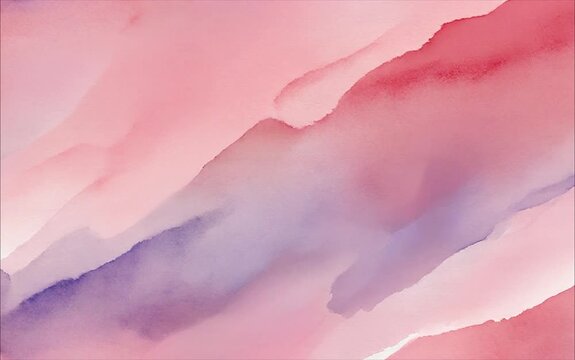 Abstract Pink and Purple Watercolor Background, Hand Painted Ink Wash Motion on Paper Texture