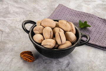 Crunchy pecan nut in the bowl