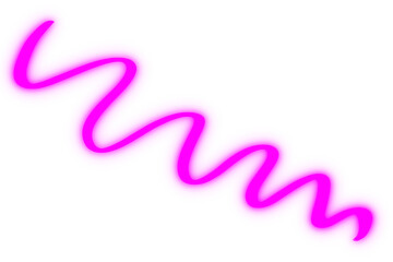 A playful neon pink squiggle glowing with electric on transparent background
