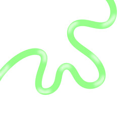 A vibrant neon green light glowing playfully curving on transparent background