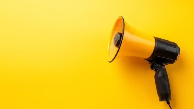 Yellow megaphone announcement communication marketing concept bright background