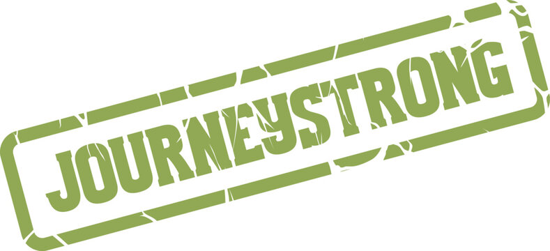 Robust green rubber stamp with the empowering message JOURNEYSTRONG for resilience and progress