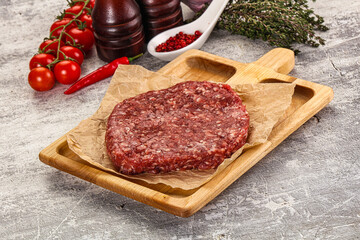 Raw beef burger cutlet for grill