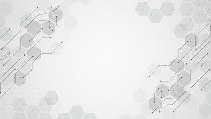 Technology hexagon white background. Abstract geometric shape technology digital hi tech concept background