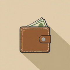 Flat colored digital wallet illustration on plain background 