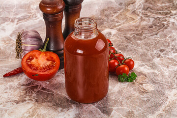 Fresh tomato juice in the glass