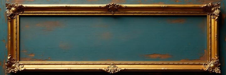 Gilded wooden frame, golden section, weathered finish, gold leaf, home decor, picture frame