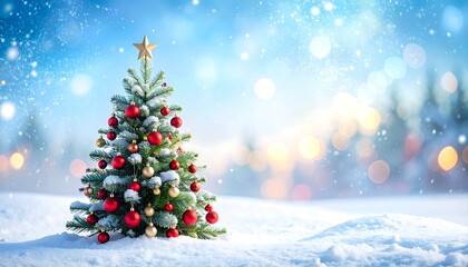 Obraz premium Christmas Tree with Bokeh Lights and Copy Space