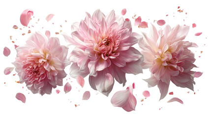 Delicate pink blossoms drift on a dark background