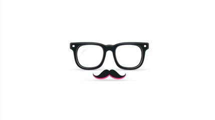 Hipster glasses and mustache on white background, a fun and quirky design
