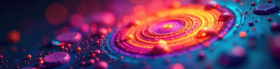 Intense, vibrant color swirl, out-of-focus circles, design, mood