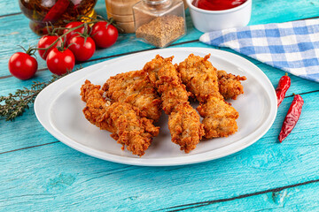 Golden crispy fried chicken strips