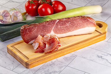 Dry parma pork meat piece