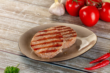 Grilled tuna steak fillet medallion