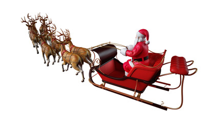 Happy Santa Claus cartoon character in red suit with a gift bag, isolated on a white background for Christmas and winter holiday greeting illustration